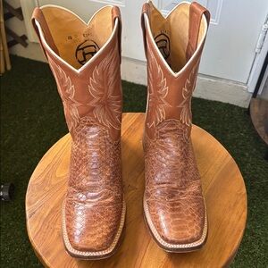 Roper Tan Leather Python Cowboy Boots